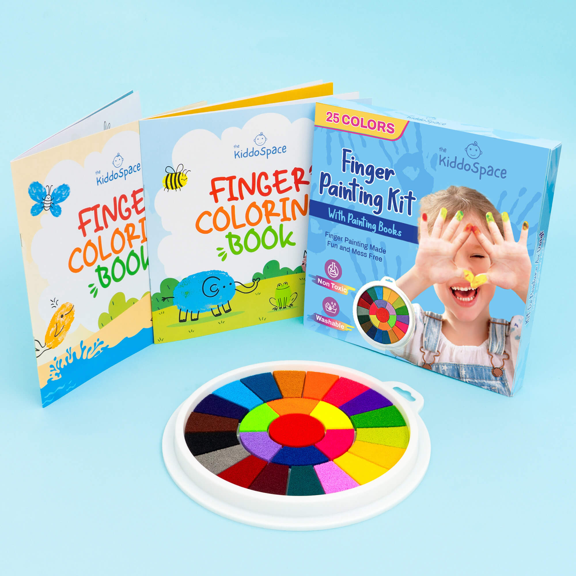 Finger Paint for Toddlers Non-Toxic Washable, 4 Bright Colors