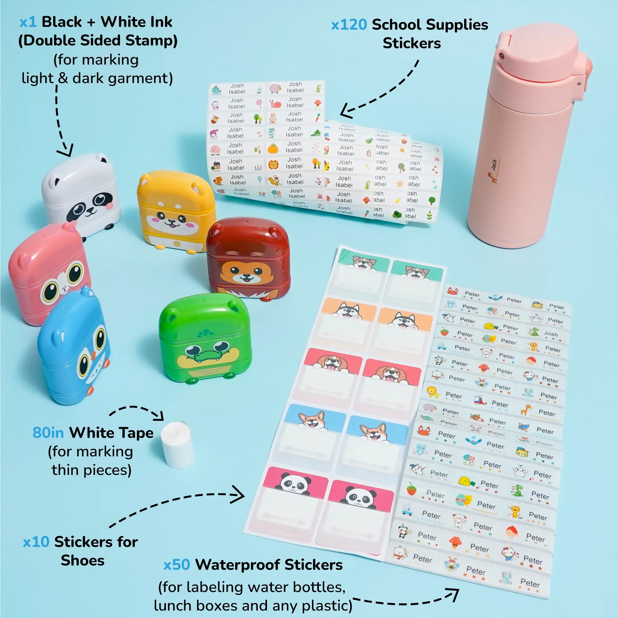 KiddoStamp™ - White + Black Ink Complete Stamping Kit