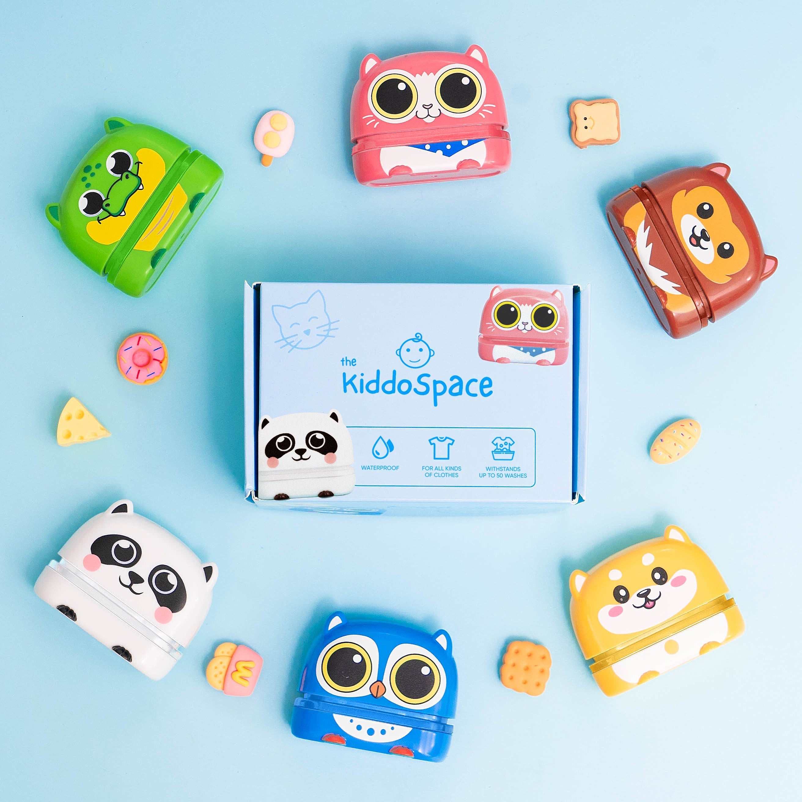  Icesoore Kiddostamp - Customized Name Stamp, Kiddo Stamp,  Customized Name Stamp for Clothing, Personalized Stamp for Clothes,  Waterproof, with Ink (1 Blue Owl) : Office Products